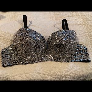Sequin and jewel bra